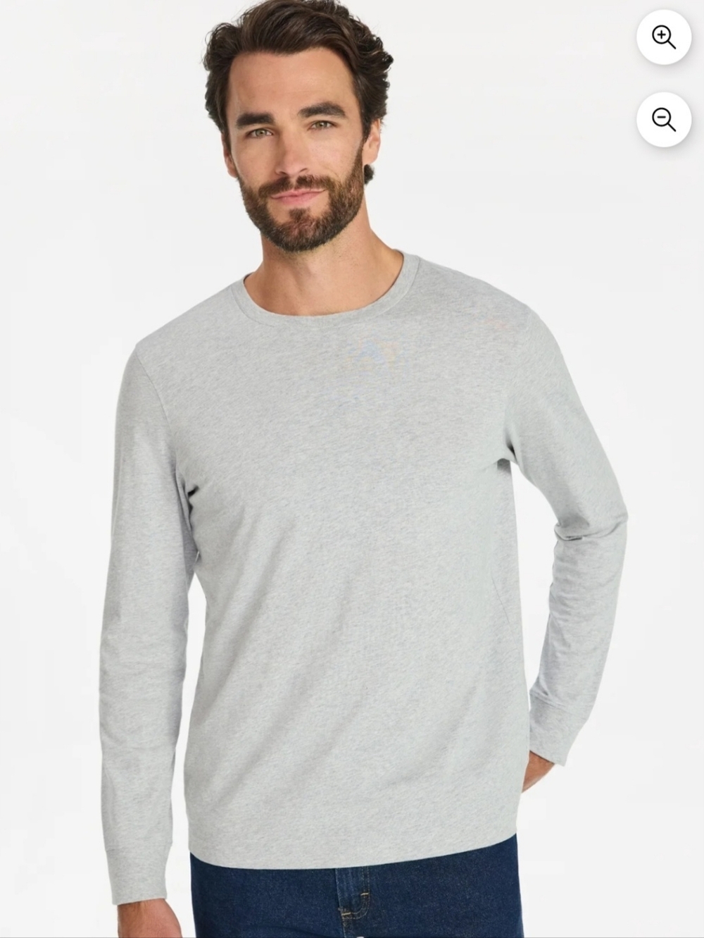 George Light Gray Men's Long Sleeve Crewneck Tee